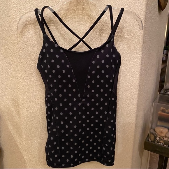 LULULEMON Polka Dot Mesh Back Tank Top Size 4 - Picture 1 of 6